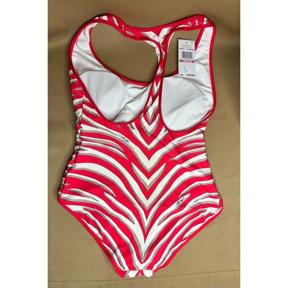 Michael Kors Geranium Zebra Spine Racerback One Piece Swimsuit 10 NWT - Picture 4 of 5